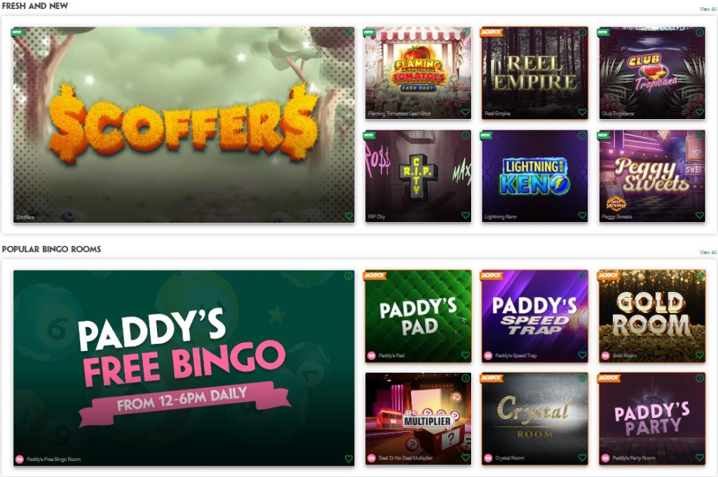 Paddy Power Bingo Games Selection